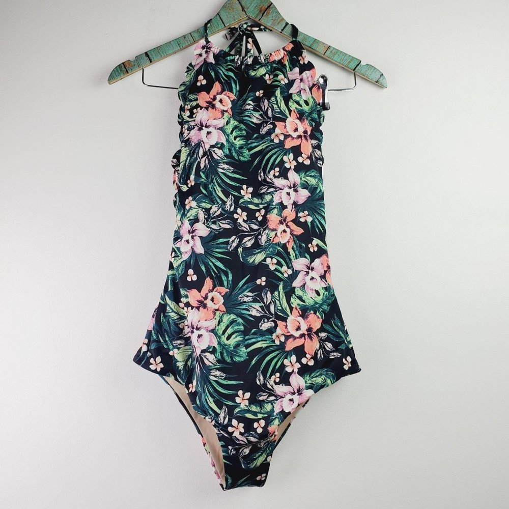 Vanilla Beach Tropical Floral Halter 1 PC Swimsuit